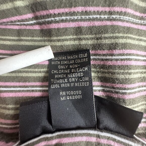 Venezia Tank Top Womens 18/20 Olive Green Pink Striped Lace Trim Cami Y2K Moody - Picture 5 of 7